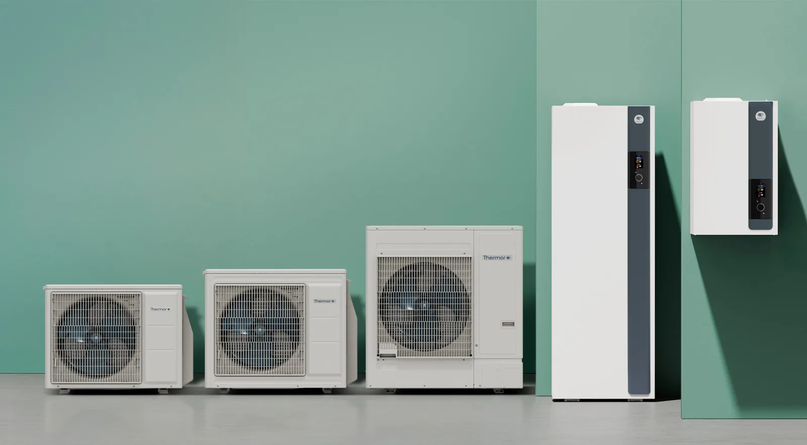 Pompe à chaleur air-eau THERMOR Aérolia 2, unités intérieure et extérieure — visuel fabricant